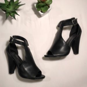 NWOT Black Vegan Leather Heels